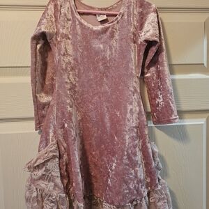 Elegant Pink Velvet Kids Dress